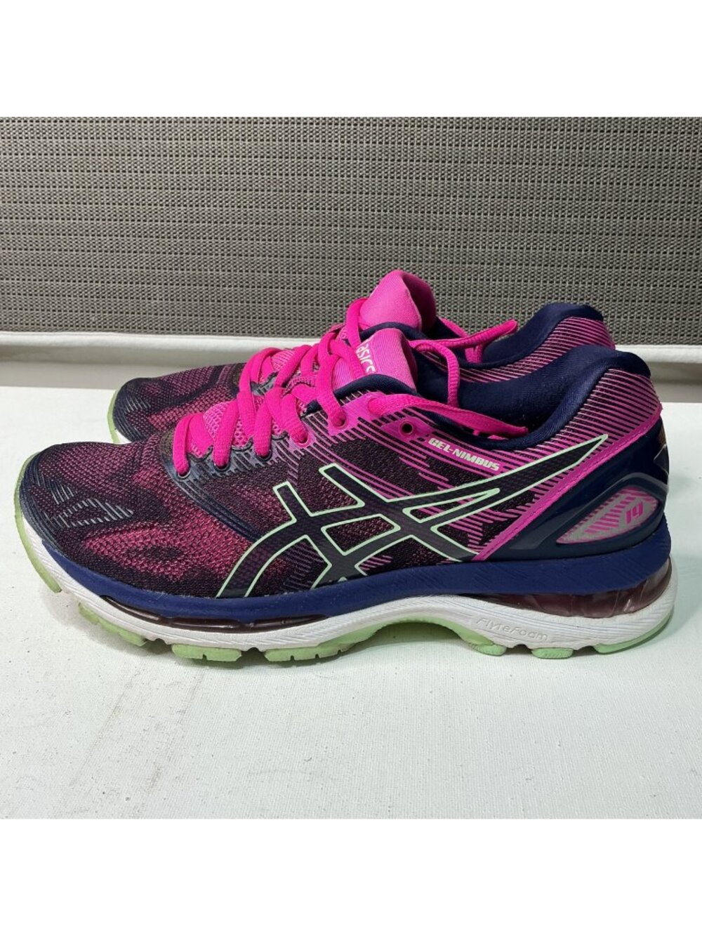 ASICS Gel-Nimbus 19 Womens Running Shoes Size 7 Pink/Blue Lightweight Cushioning